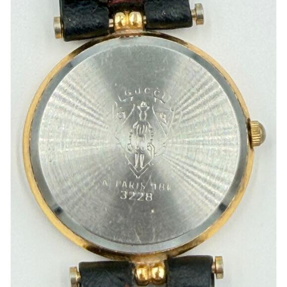 Vintage GUCCI #3228 Unisex Quartz Gold Enamel Wrist Watch NEW BATTERY main image 9
